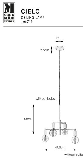 Markslöjd 108717 - Csillár zsinóron CIELO 6xE27/40W/230V fekete