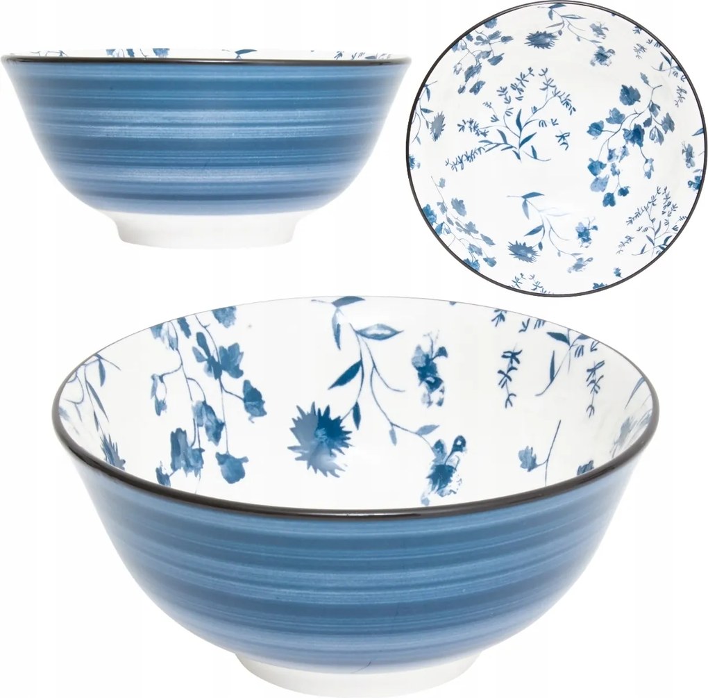 Porcelán tál 15 cm Virágos leveses étkészlet rusztikus stílus