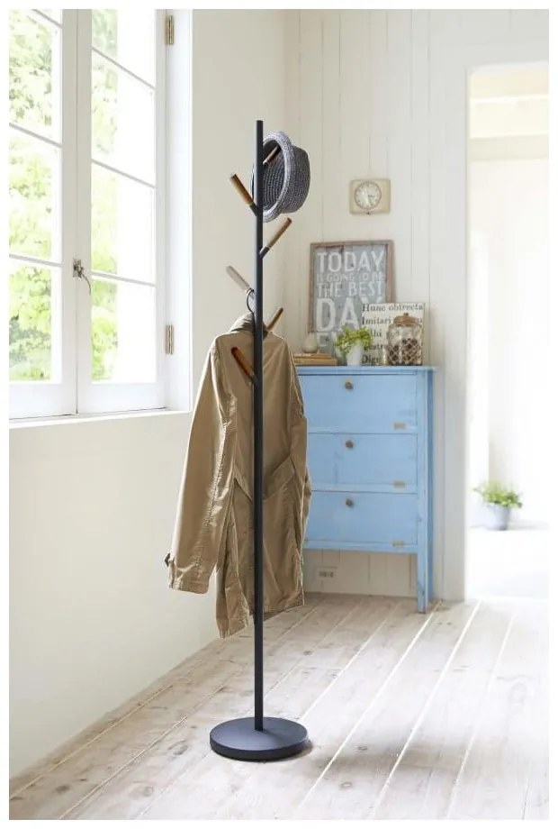 Plain Pole Hanger fekete állófogas bükkfa részletekkel - YAMAZAKI