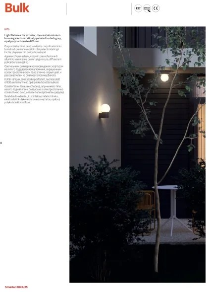 Redo 90642 - Kültéri lámpa BULK 1xE27/28W/230V 50 cm IP44 antracit