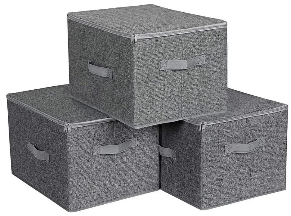 CURAN 3 darabos cipzáras tárolódoboz szett, szürke