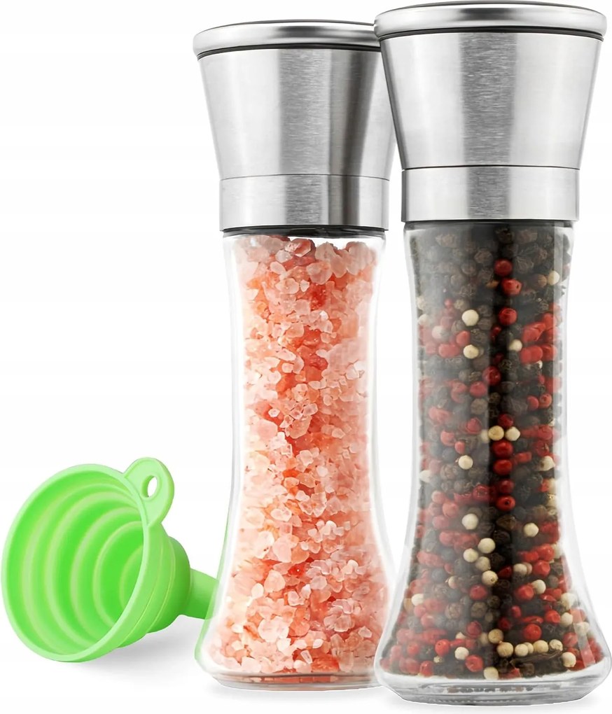 Só- és borsdaráló kézi állítható vastagságú üveg 2 db-os szett