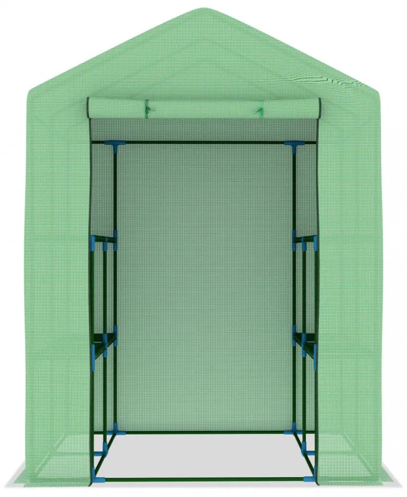 acél melegház polcokkal 143 x 143 x 195 cm
