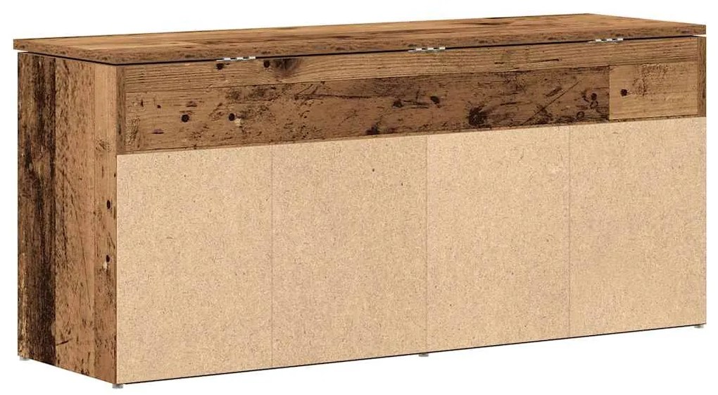 antik fa színű szerelt fa cipőtároló pad 102x30,5x45 cm