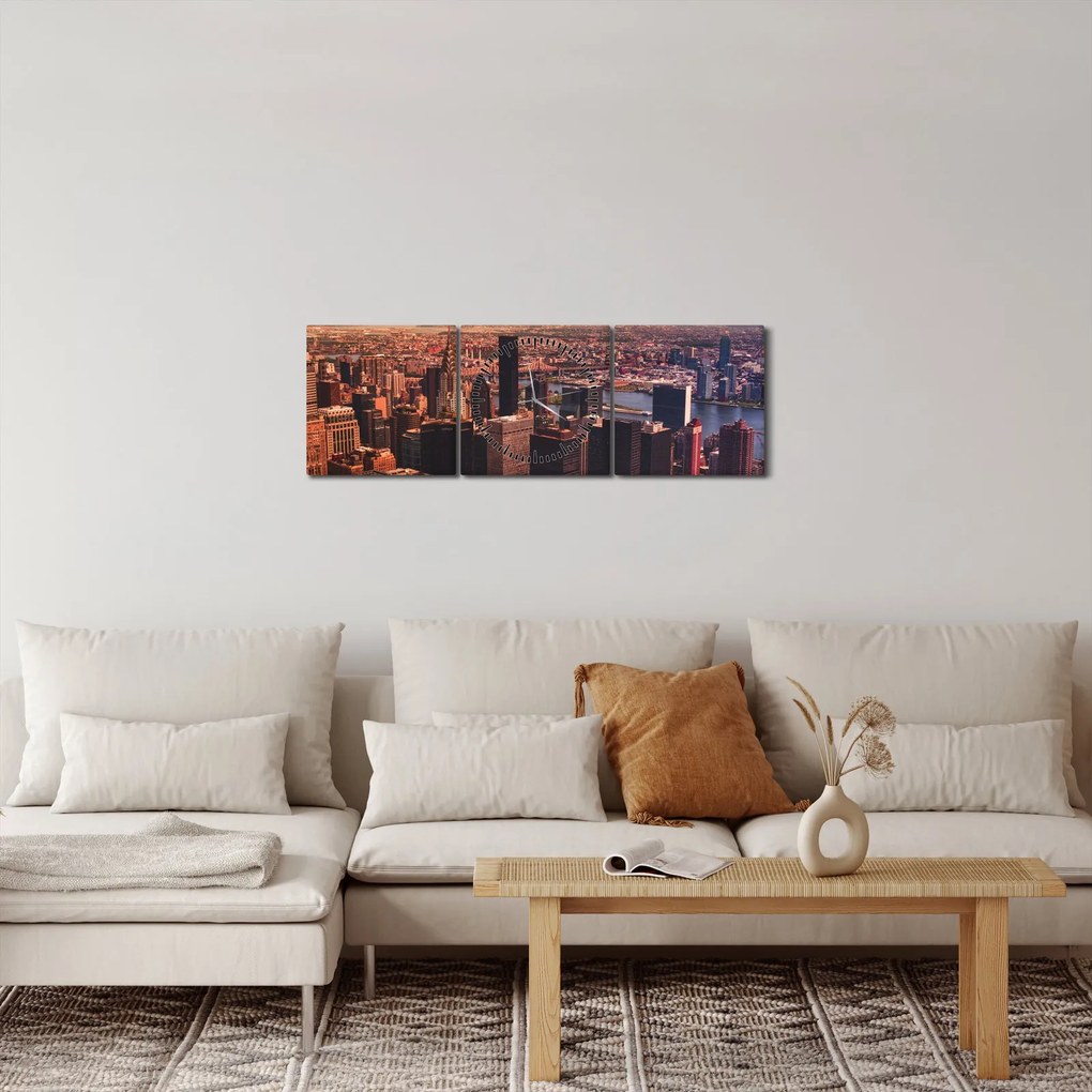 Kép - kilátás a metropoliszra (órával) (90x30 cm)