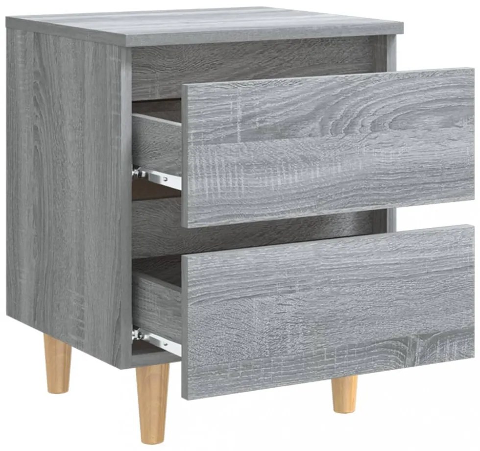 szürke sonoma színű éjjeliszekrény tömör falábakkal 40x35x50 cm