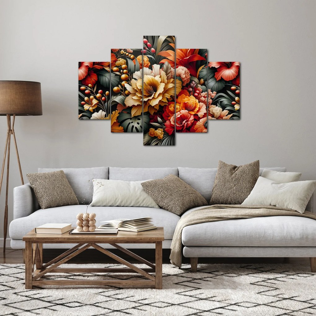 Kép - Narancs-vörös virágok (150x105 cm)