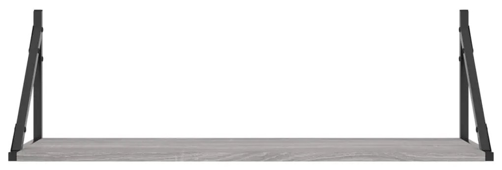 2 db szürke sonoma színű szerelt fa fali polc 80 x 25 x 25,5 cm