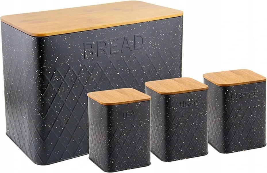 Kenyértartó 3 tároló, fekete