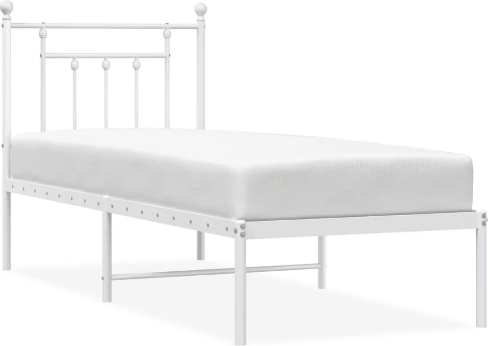 vidaXL fehér fém ágykeret matrac nélkül fejtámlával 180 x 200 cm