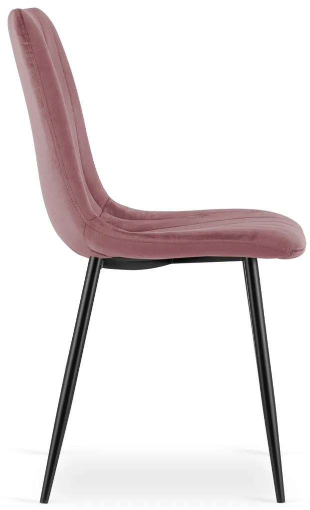 Rózsaszín étkezőszék LAVA bársony fekete lábakkal