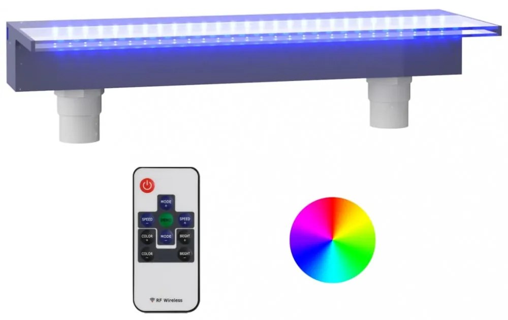 akril vízeséskifolyó RGB LED-ekkel 60 cm