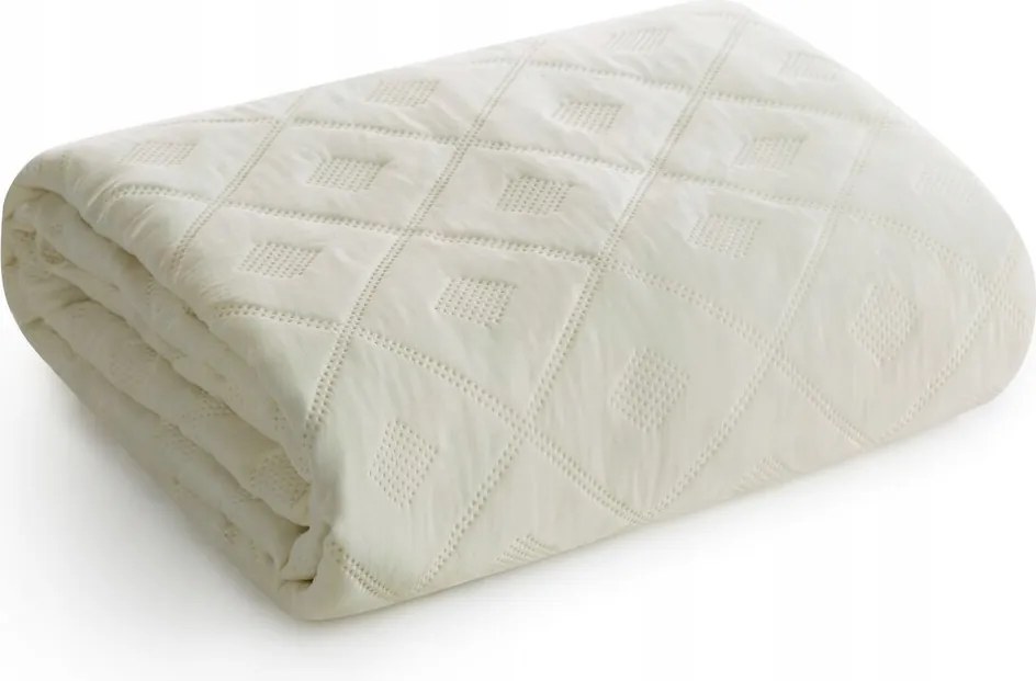 Dekoratív ágytakaró ALARA6 170x210 krém steppelt geometrikus minta