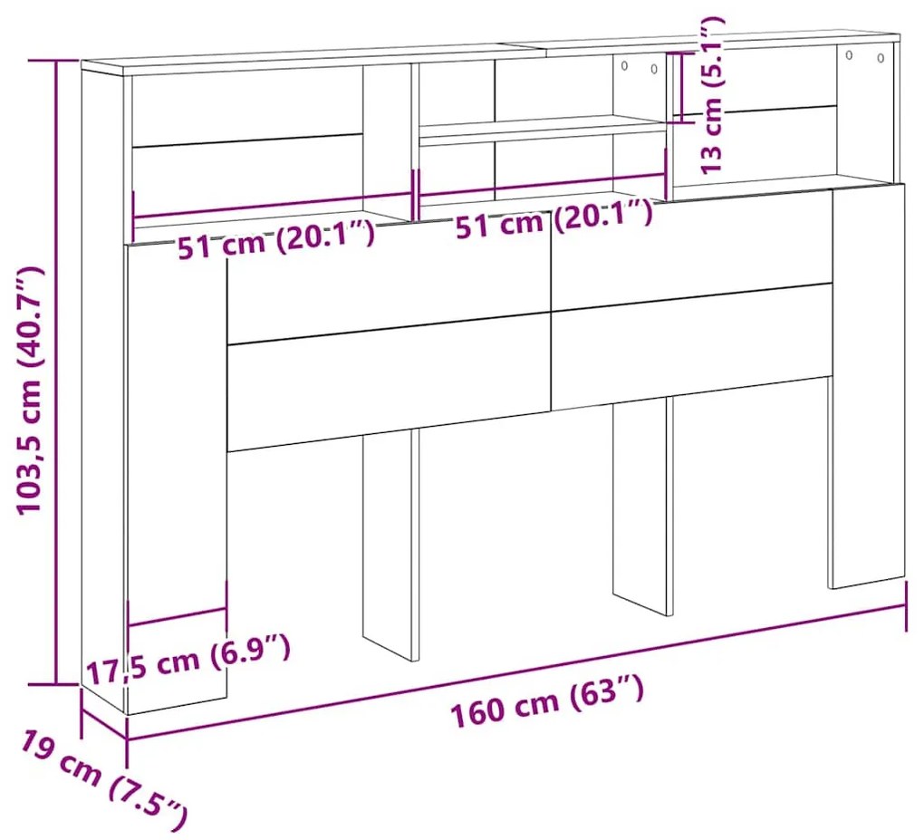 Fejhajtó szekrény Musta tammi 160 x 19 x 103.5 cm Műanyag Fa