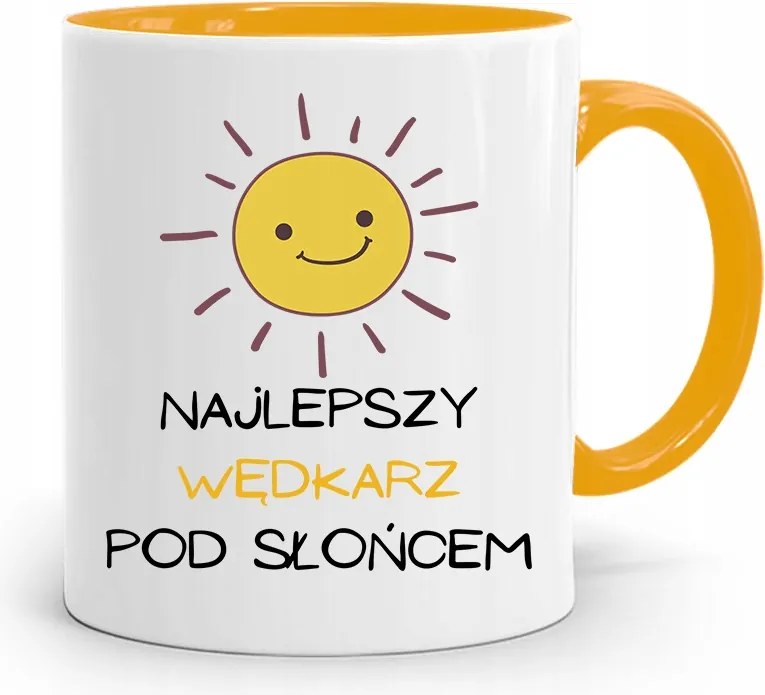 Sárga Horgász Bögre A Legjobb Horgász A Nap Alatt fényképes nyomtatással