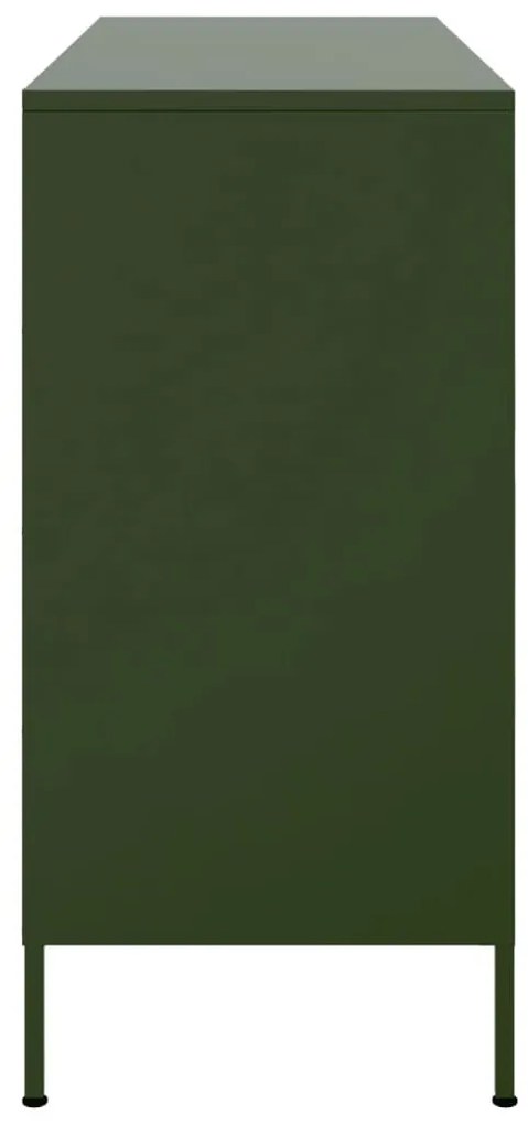 olívazöld acél tálalószekrény 100,5 x 39 x 79 cm