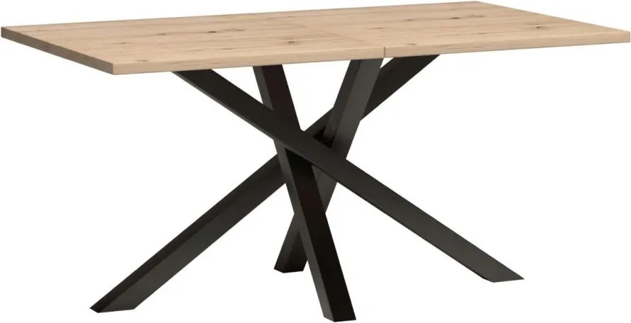 Kihúzható ebédlőasztal, artisan tölgy/fekete, 160-260x90x75 cm, KOLI