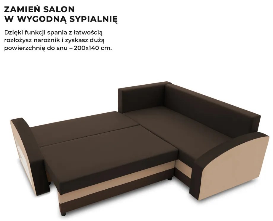 Grande sarokkanapé polcokkal , polc a bal karfaban, jobboldali, szövet anyag, bonell töltet, barna