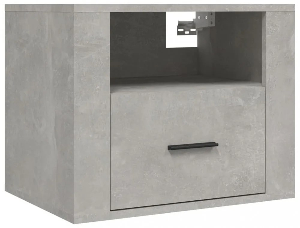 2 db betonszürke falra szerelhető éjjeliszekrény 50x36x40 cm
