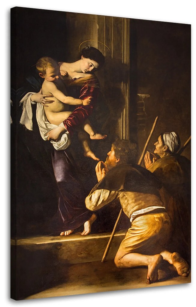 Gario Vászonkép Michelangelo Merisi da Caravaggio, lorettói madonna és a zarándokok, Róma Méret: 60 x 90 cm