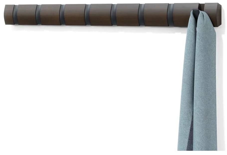 Sötétbarna nyárfa fali fogas Flip – Umbra