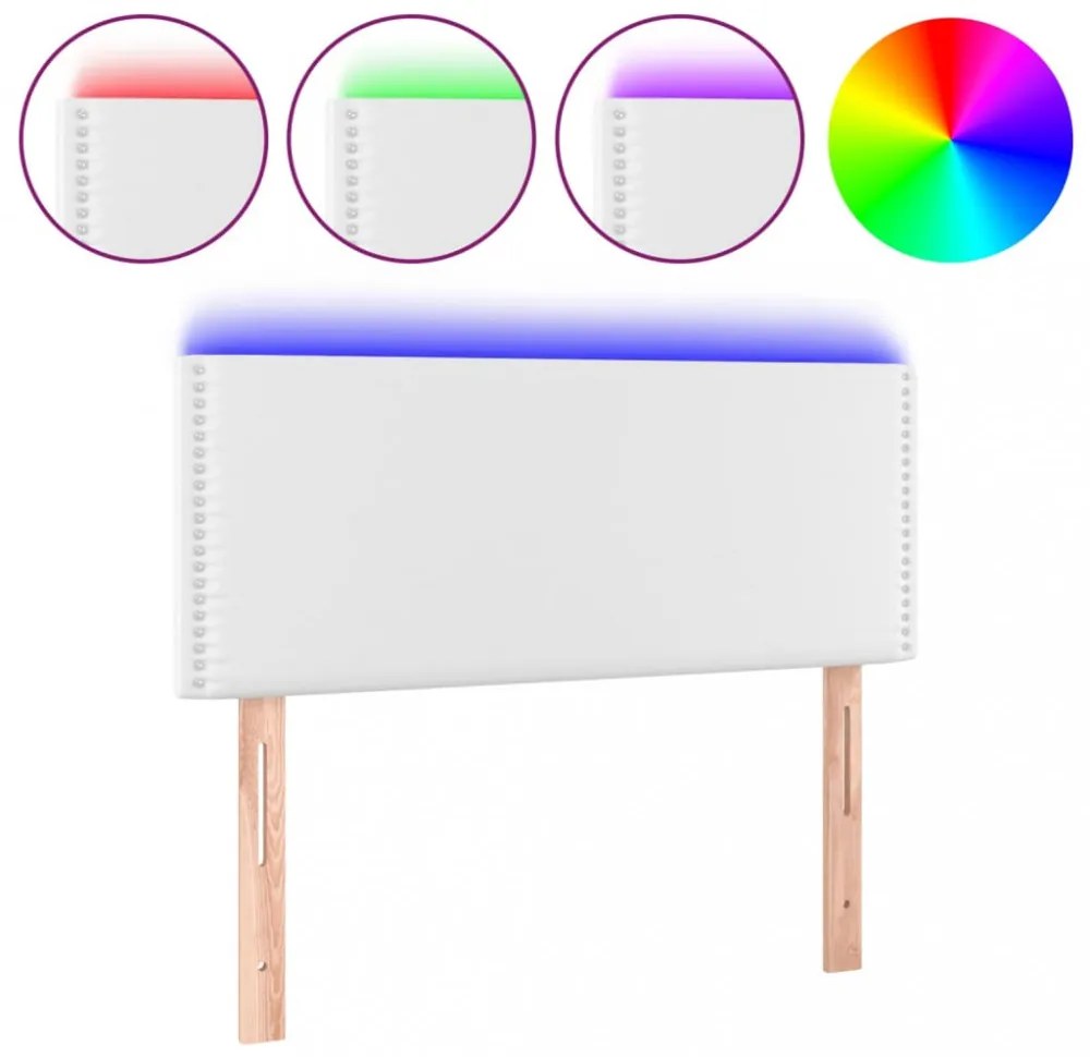 fehér műbőr LED-es fejtámla 100 x 5 x 78/88 cm