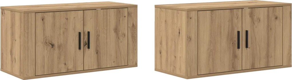 vidaXL Fali TV szekrény szett 2 pcs Artisan tölgy 80 x 34,5 x 40 cm