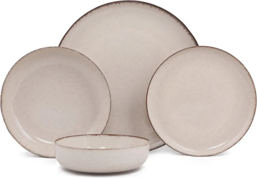 Tányérkészlet porcelán, fahéj, 24 darabos