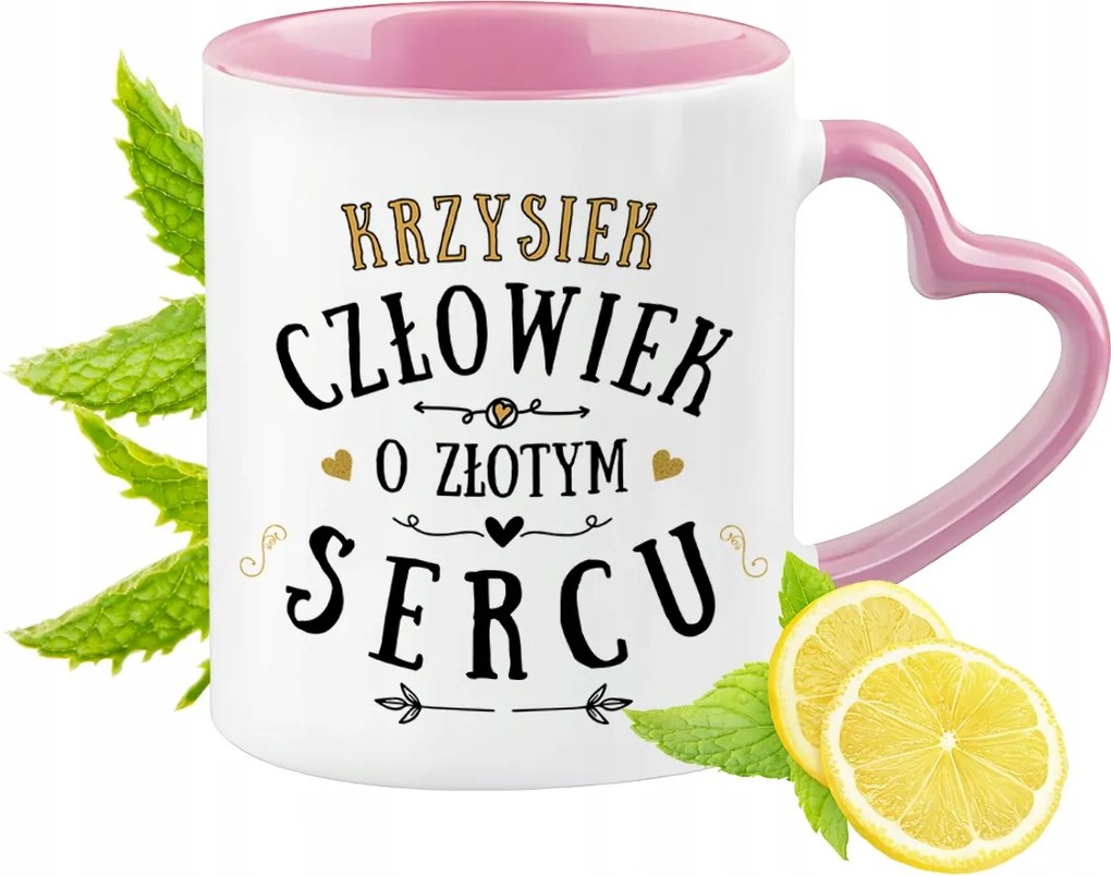 Kristóf bögre Rózsaszín, szív alakú füllel Kávé Ajándék