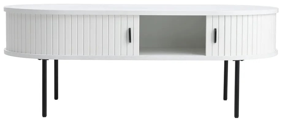 Fehér dohányzóasztal tölgyfa dekorral 60x120 cm Nola – Unique Furniture