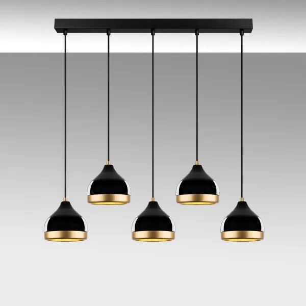 YILDO zsinóros csillár 5xE27/40W/230V, fekete/arany