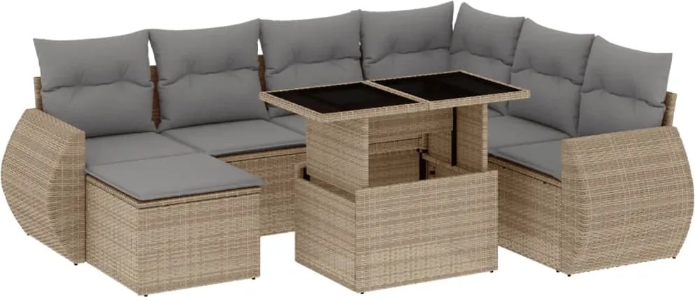 vidaXL 8 részes bézs polyrattan kerti ülőgarnitúra párnával