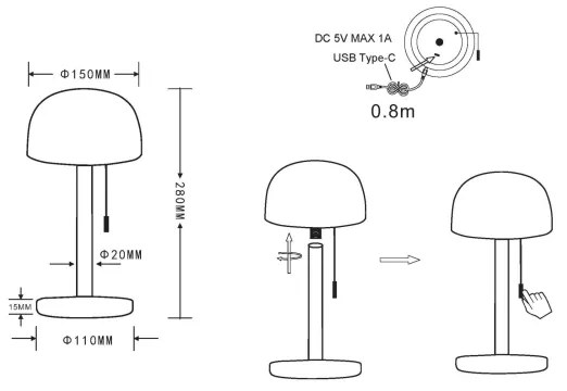 Globo 21016N - LED Asztali lámpa NORMAN LED/1,5W/3,7V 3000/4200/6000K ezüst