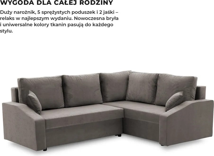 Grande Plus sarokkanapé, jobboldali, szövet anyag, szürke