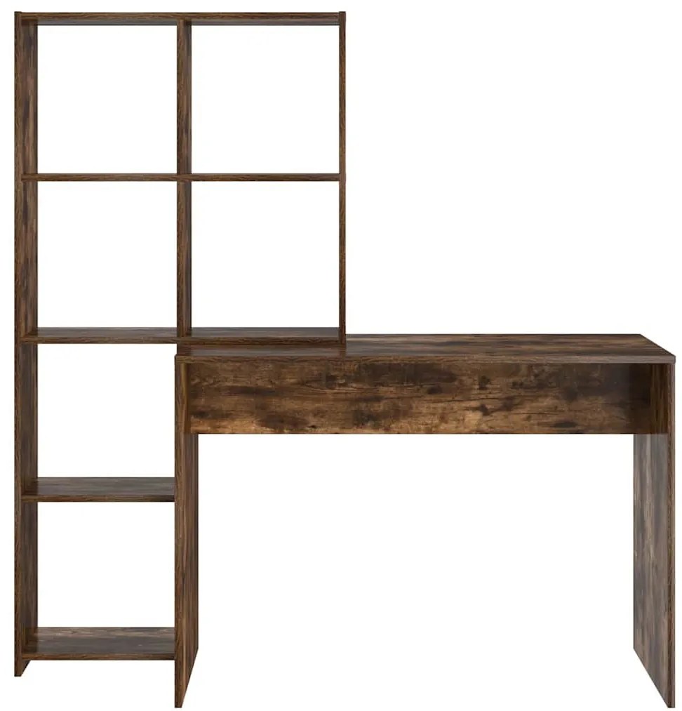 Asztal polcokkal Füstölt tölgy 138.5 x 55 x 143 cm Faanyag