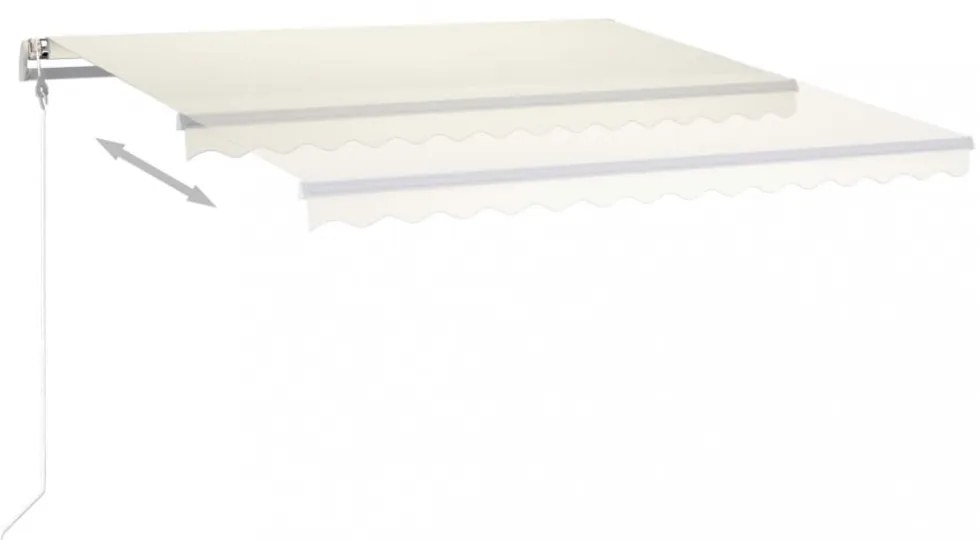 krémszínű kézzel kihúzható LED-es napellenző 400 x 300 cm