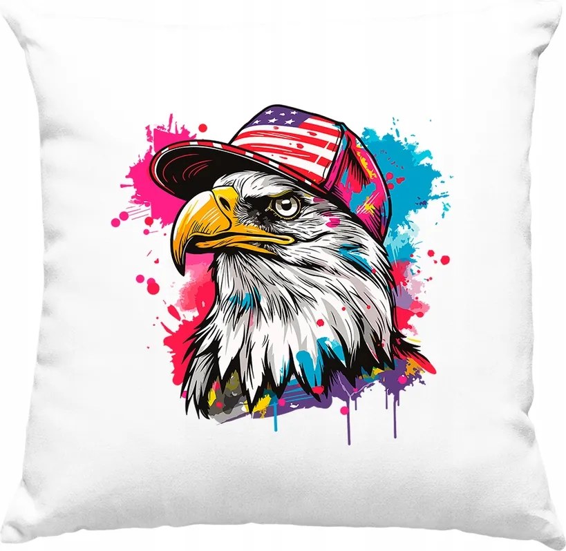 Állatos párna művészeti sas mintával Fehér