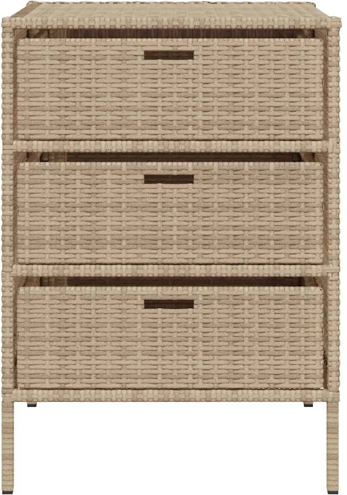 vidaXL bézs polyrattan kerti tárolószekrény 55 x 59 x 80 cm
