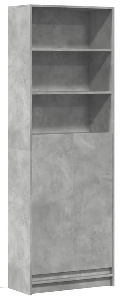 betonszürke szerelt fa magasszekrény LED-ekkel 69x32,5x200 cm