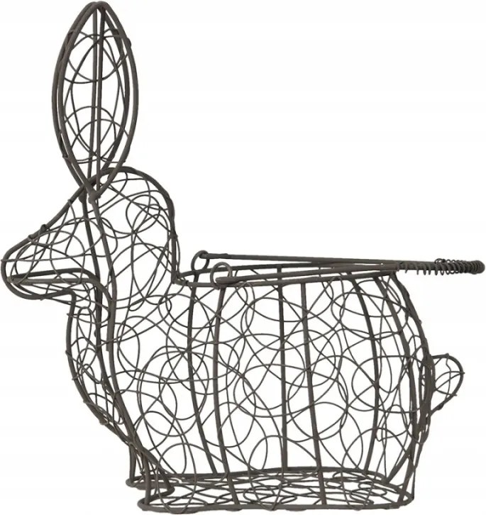 Barna nyuszi alakú dekoratív drótkosár 26x15x28 cm