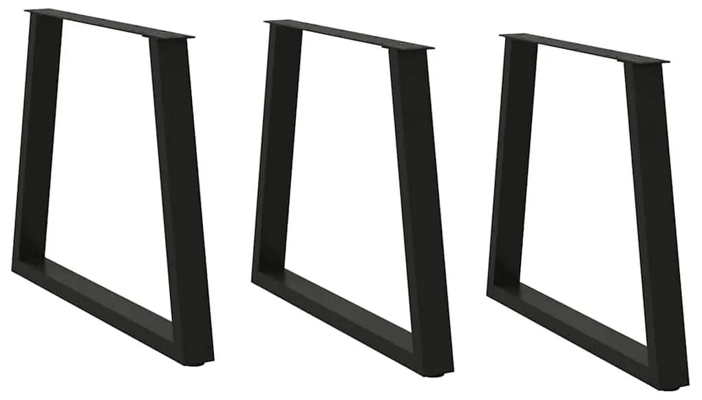 3 db V-alakú étkezőasztal láb fekete 80 x (72-73,3) cm acél étkezőasztal láb