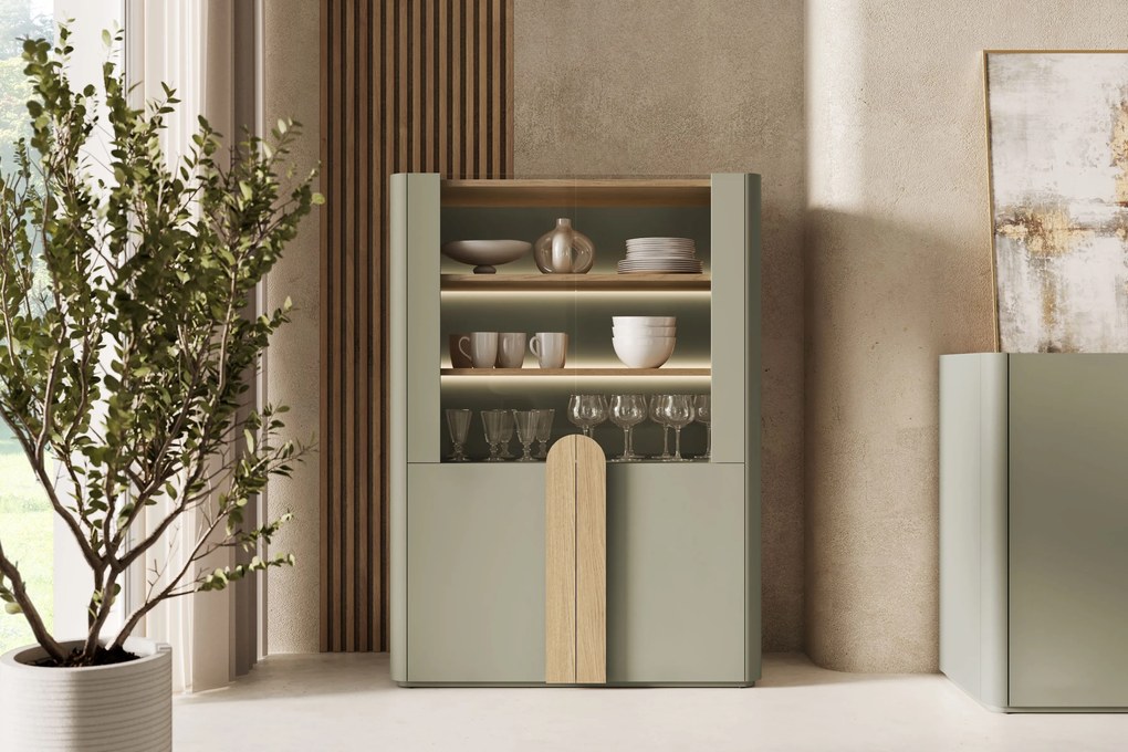 Amilio vitrin 100 cm - eukaliptusz / baltic tölgy / natúr tölgy fogantyú