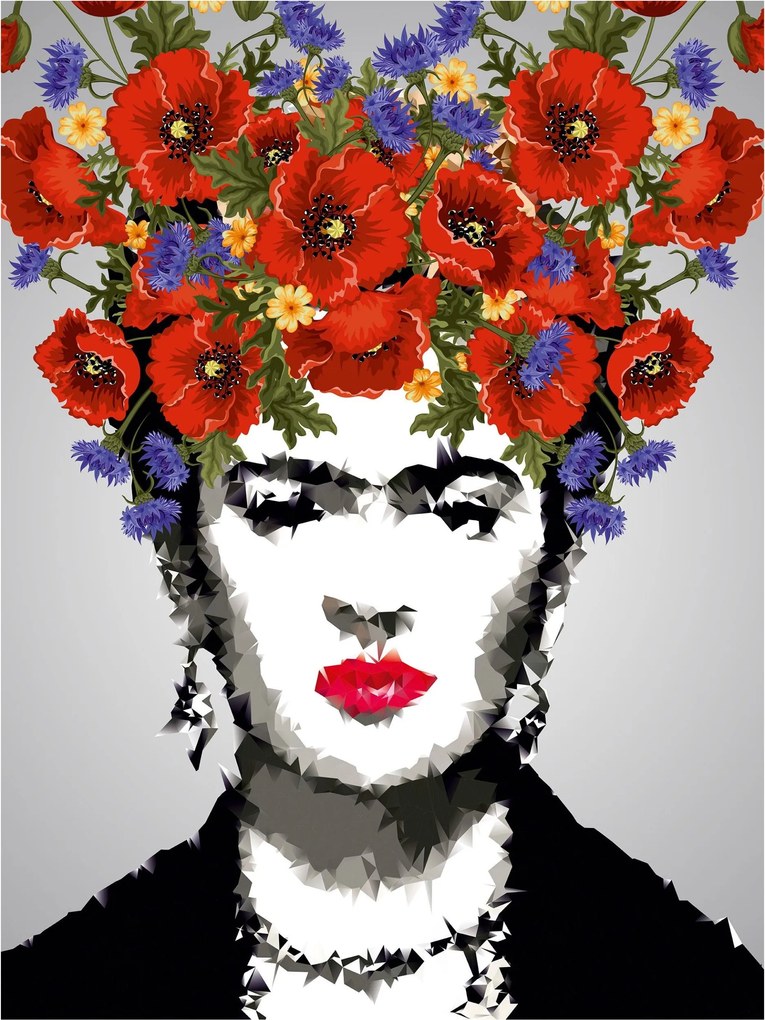 Frida Kahlo Flizelin fotótapéta Virágok és erő a falon 184x254 +ragasztó