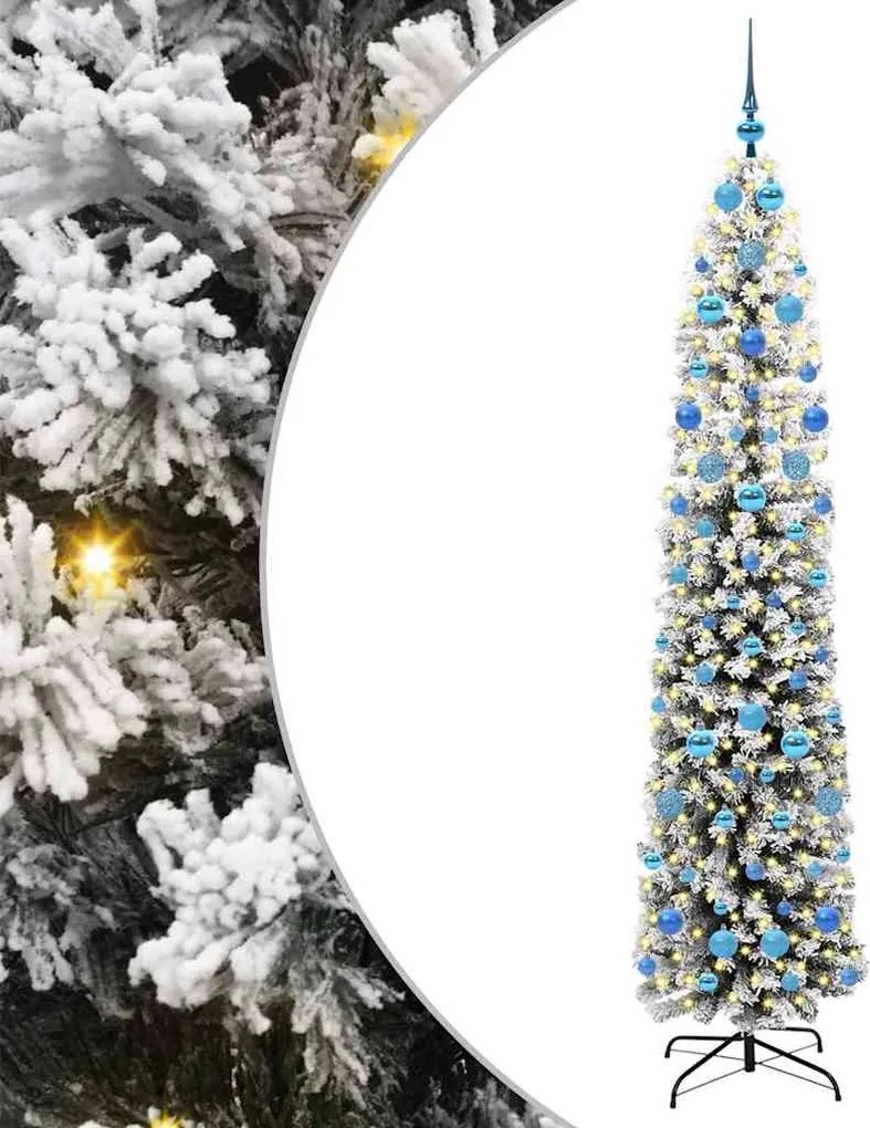 vidaXL Mű karácsonyfa 300 LED-del Zöld 210 cm PVC, acél és műanyag
