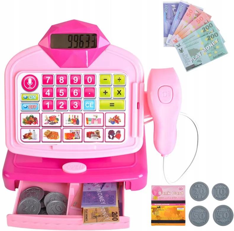 ISO Gyerek pénztárgép szkennerrel, rózsaszín, 9537
