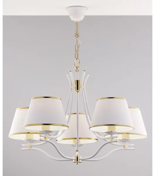 Jupiter 2084 - láncos csillár SAMBA 5xE27/15W/230V fehér/arany
