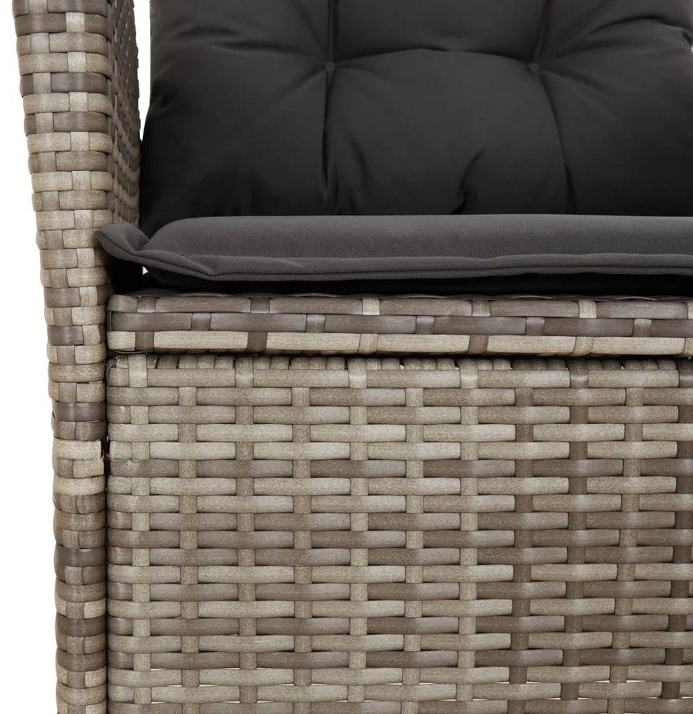 9 részes szürke polyrattan kerti étkezőgarnitúra párnával