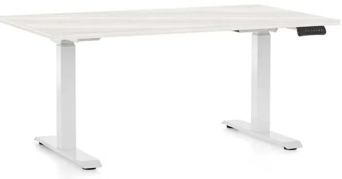 OfficeTech C állítható magasságú asztal, 120 x 80 cm, fehér alap, fehér kőris