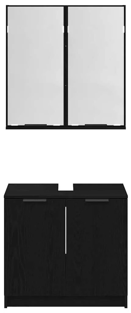 vidaXL Fürdőszobai Szekrény Szett polcokkal 2 pcs Fekete tölgy Faanyag