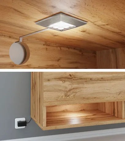 Függesztett TV szekrény Adenuk 140 MDF (fekete grafit + halcsont fekete) (LED RGB világítással). 1106323